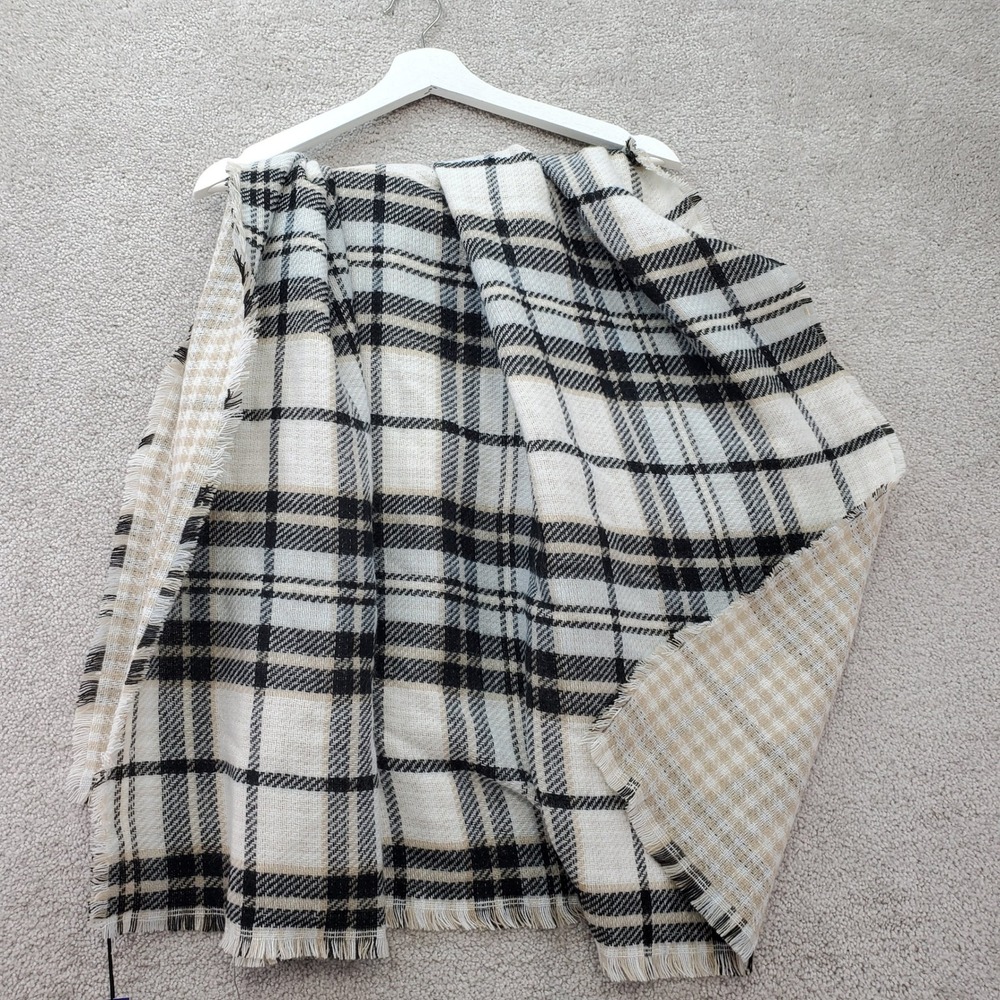 Apt. 9 Neutral Plaid Reversible Blanket Scarf Beige Black WAP94SC09 NWT O/S